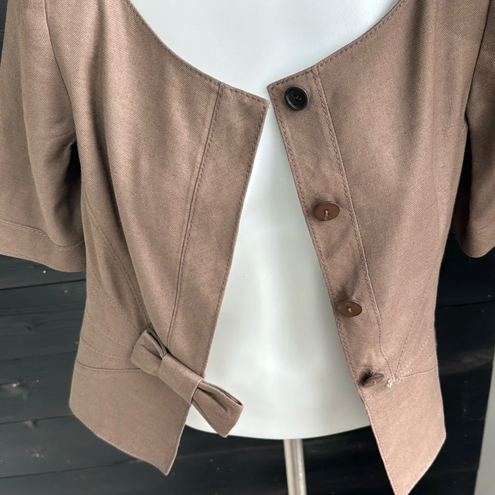 Valentino Linen‎ Blazer Bow Vintage Blazer Padded Shoulders